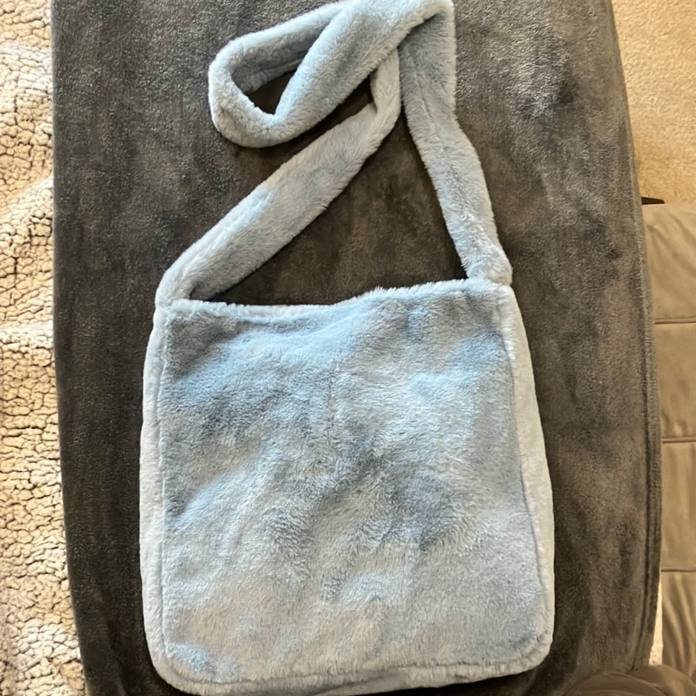 Blue fuzzy long bag